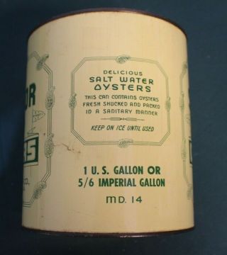 McNaneys Brand Gallon Seafood Superior Raw Oyster Tin Can Baltimore Maryland 2