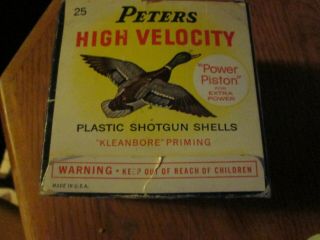 Vintage Peters High Velocity 12 Ga.  Shotgun Shell Box,  Empty Box,  2