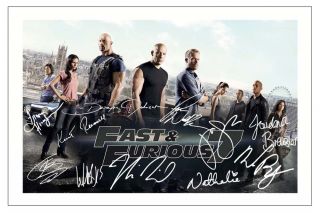 Fast And Furious 7 Cast X 11 Signed Photo Print Autograph Poster Paul Walker