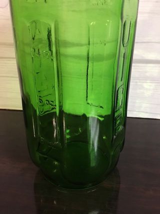 Vintage Emerald Green Glass Juice Water 40 Oz Refrigerator Jar Bottle No Lid 2