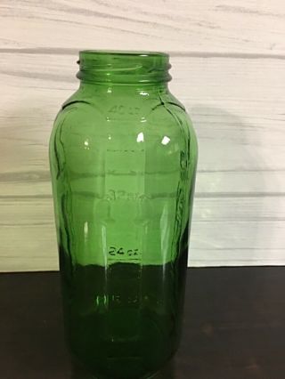 Vintage Emerald Green Glass Juice Water 40 Oz Refrigerator Jar Bottle No Lid 3