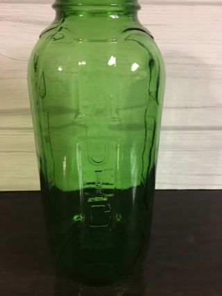 Vintage Emerald Green Glass Juice Water 40 Oz Refrigerator Jar Bottle No Lid 4