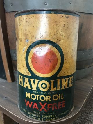 Vintage 5 Quart Havoline Motor Oil Can