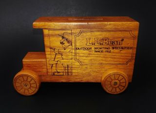 Vintage 1989 Wood Coin Piggy Bank L.  L.  Bean Delivery Truck Toy Decor Nostalgia