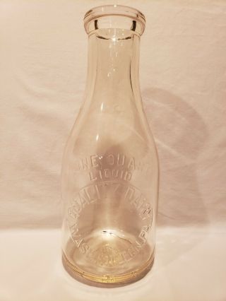 Pennsylvania Embossed Quart Milk Bottle,  Quality Dairy,  Washington,  Pa