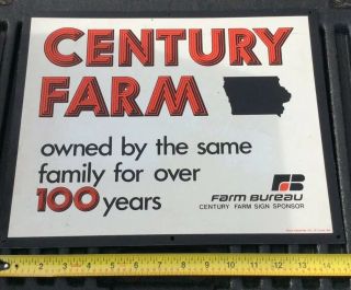 Vintage Iowa Farm Bureau Century Farm Metal Sign.  Letter Of Commendation.