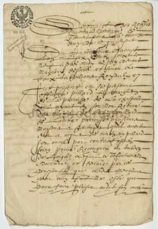 18th Century France - Circa 1700s - 2 Page Signed Manuscript Document