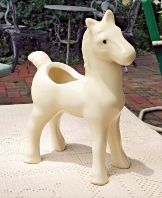 Vintage Mid - 20th Century White Glazed Porcelain Pony Planter - Unknown Maker