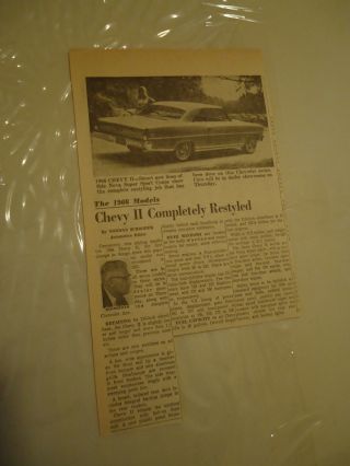 Chevrolet Chevy 2 Nova Review 1966 Newsprint Ad