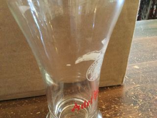 Adel Brau Beer Sham Glass 5 5/8” 8 oz.  in Red and White Enamel 2