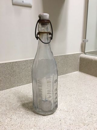 Vintage Wilmington Delaware Embossed Glass Bottle With Porcelain Cap