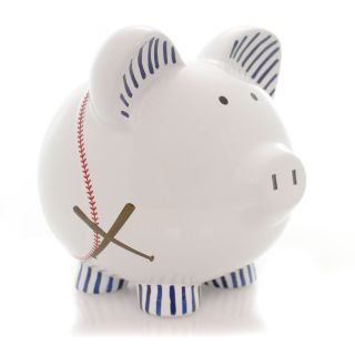 Bank Baseball Pig Piggy Bank Ceramic Sport Ball Bat 3622