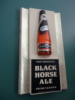 VINTAGE 1971 DOW BLACK HORSE ALE BEER THE IMPORTED FROM CANADA BAR SIGN 2
