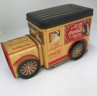 Vintage Coca Cola Old Car Tin Cookie Candy 4