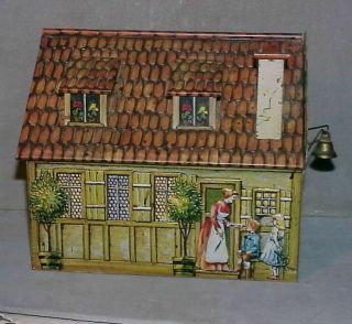 Vintage 1980s Heinrich Haeberlein Cookie Tin House Shaped