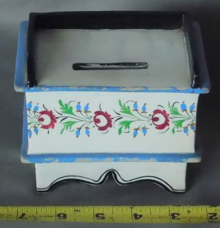 Antique Ceramic Pottery Bank Prattware Staffordshire Dry Sink Commode Hand Paint