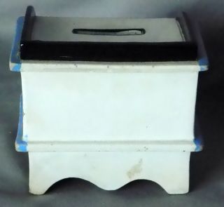 Antique Ceramic pottery bank Prattware Staffordshire dry sink commode hand paint 3