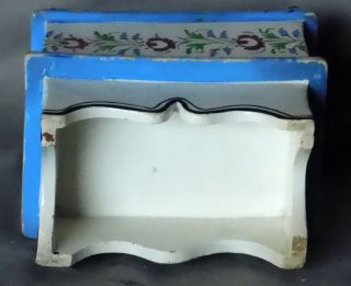 Antique Ceramic pottery bank Prattware Staffordshire dry sink commode hand paint 6