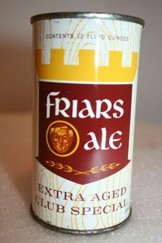 Friars Ale Extra Aged Ale 12 Oz.  Flat Top Beer Can From South Bend,  Indiana