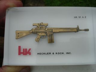 Vintage Heckler And Koch Inc Hk 91 A - 2 Lucite Advertising Paperweight