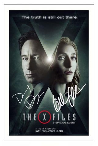 David Duchovny & Gillian Anderson The X - Files 2016 Signed Photo Print Autograph