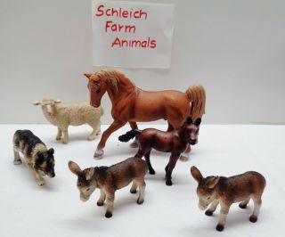 Schleich Farm Toy Animals Donkey Horse Dog Sheep Figures