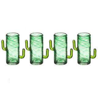 Pack Of 4 Novelty Cactus Double Shot Glasses Cool Drinking Gift Set Unique 50ml