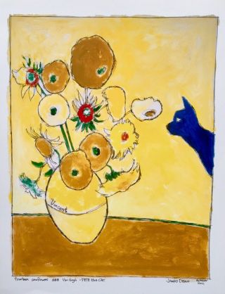 Fourteen Sunflowers Van Gogh Pete The Cat Artist Print By James Dean