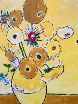 Fourteen Sunflowers Van Gogh Pete the Cat Artist print by James Dean 4