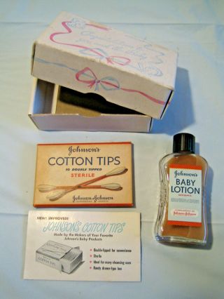 Vintage Johnson & Johnson Baby Lotion And Cotton Tips - Hospital Take Home Gift