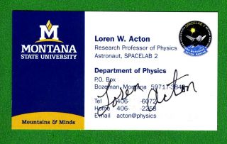 Loren Acton Nasa America Space Shuttle Astronaut Signed Business Card R0100