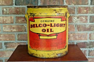 Vintage Gm General Motors Delco - Light Oil 5 Gallon Metal Oil Bucket
