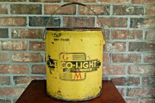 Vintage GM General Motors Delco - Light Oil 5 Gallon Metal Oil Bucket 6