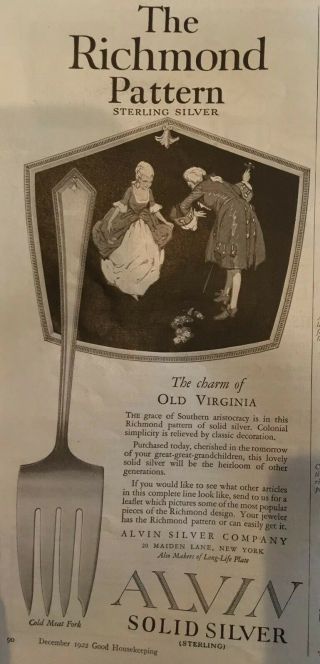 1922 Alvin Richmond Silver Flatware Silverware Print Ad Advertising Page