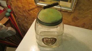 Antique Paxton & Gallagher Omaha Bale Handle Green Lid Coffee Jar