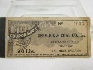 Columbus Indiana Ice Coupon Book Antique 500 Lbs Serv - Ice & Coal Co Inc Allison