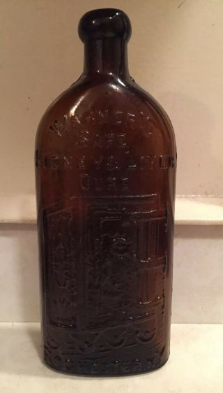 Antique Orange Amber Warners Safe Kidney And Liver Cure Blob Top Bottle