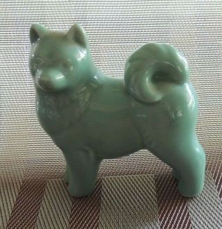 Vintage Asian Akita Or Chow Chow Asian Figurine With Paper Label 4.  5 "