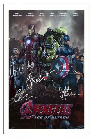 The Avengers 2 Age Of Ultron Cast Signed Photo Print Autograph Poster