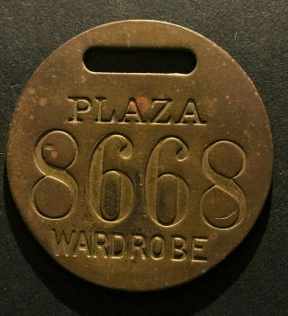 Plaza Hotel Wardrobe Employee Badge Key Chain Fob Coat Bag Tag Antique York