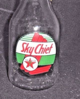 " Texaco Sky Chief " W Star Logo Glass Motor Oil Bottle W Metal Spout 1 Qt