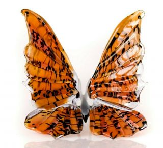Butterfly Glass Sculpture,  Blown " Murano " Art,  Home Decor Orange Animal Figurine