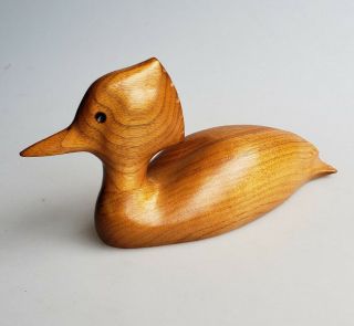 Carved Wooden Duck Sculpture Decorative Decoy Signed Richard Canada
