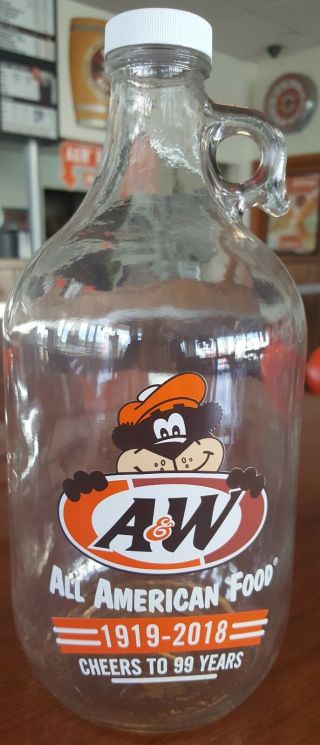 Last Chance - A&w Collector Jug - 2018 1/2 Gallon Glass Jug " Cheers To 99 Years "