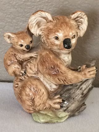 Vintage Porcelain Koala Bear With Baby Figurine E - 9406 Collectible
