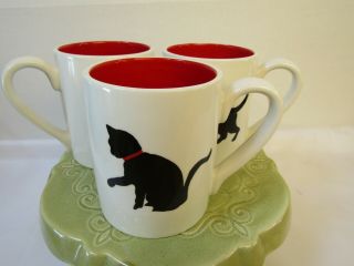 Cat Mugs Leslie Sattler Coffee/tea Midnight Black Kitty Feline Cats Lover - 3 Mugs