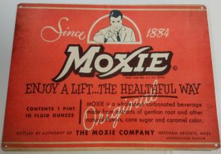 Since 1884 Moxie Soda Pop Enjoy A Lift Healthful Way Heavy Duty Metal Adv Sign