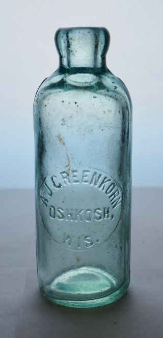 Old Hutch Hutchinson Soda Bottle – A.  J.  Greenkorn Oshkosh Wi - Wi0740
