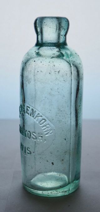 Old Hutch Hutchinson soda bottle – A.  J.  GREENKORN Oshkosh WI - WI0740 2
