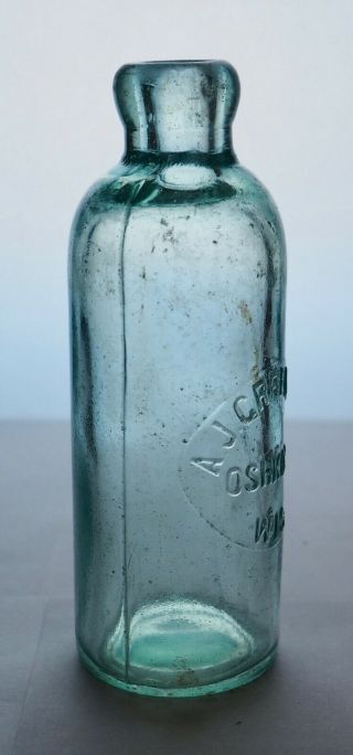 Old Hutch Hutchinson soda bottle – A.  J.  GREENKORN Oshkosh WI - WI0740 4